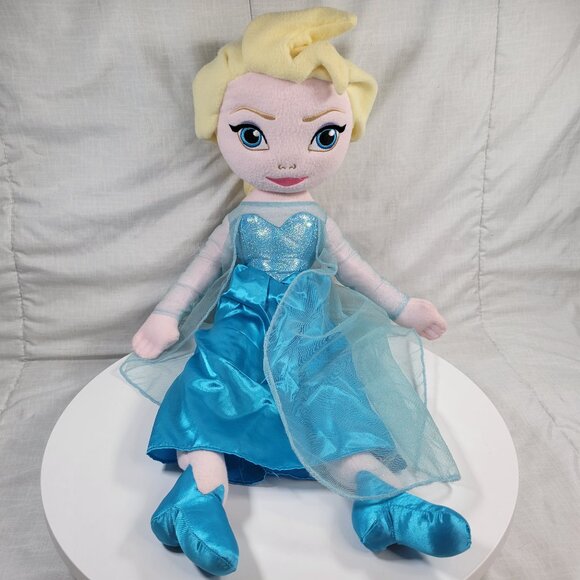 Disney Frozen Elsa Large Blue Dress Plush Doll 25" Stuffed Toy - Picture 1 of 3